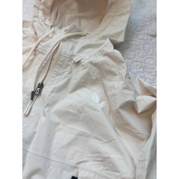 The North Face Womens Antora Rain Hoodie White Dune Lightweight Jacket Small 334 - Picture 4 of 9